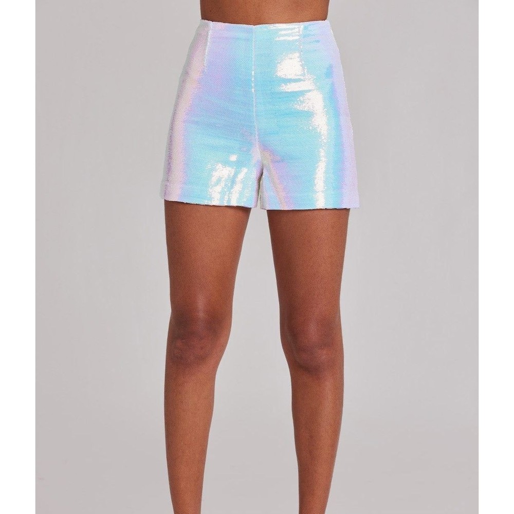 Iridescent sequence mermaid shorts Coachella